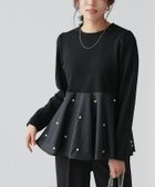 【ピエロ/Pierrot】のパールペプラムドッキングプルオーバー 大人の最旬トレンドファッション＆コーディネート founy(ファウニー) ファッション Fashion レディースファッション Fashion for Women トップス・カットソー Cut & Sew Tops カジュアルプルオーバー・ニットトップス Pullovers & Knit Tops / Casual Pullovers パール Pearl, Pearl Accent フェミニン Feminine, Girly フレア Flare, Flared プチプライス・低価格 Affordable / Budget Price ペプラム Peplum, Flared Hem thumbnail 167cm / ブラック / M|ID: prp329100004975721 ipo3291000000037299098