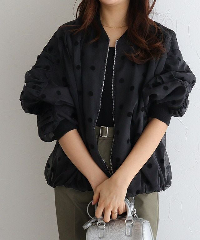 【ピエロ/Pierrot】の袖シャーリングシアーブルゾン インテリア・キッズ・メンズ・レディースファッション・服の通販 founy(ファウニー) 　ファッション　Fashion　レディースファッション　Fashion for Women　アウター　Coat / Outerwear Collection　レディースジャケット・軽アウター　Jackets　ブルゾンジャケット・スポーティアウター　Blouson Jackets　オーガンジー　Organza Fabric　シアー　Sheer, See-Through　シャーリング　Shirring, Ruched　バルーン　Balloon, Balloon Silhouette　ブルゾン　Blouson, Bomber Jacket　プチプライス・低価格　Affordable / Budget Price　袖シャーリングシアーブルゾン|ID: prp329100004975752 ipo3291000000037299231