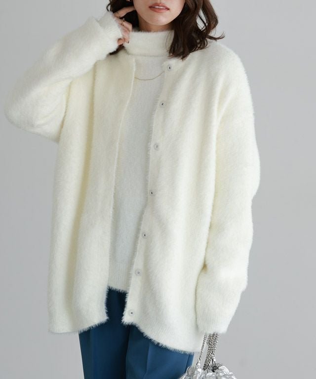 【ピエロ/Pierrot】のショートシャギーコーディガン インテリア・キッズ・メンズ・レディースファッション・服の通販 founy(ファウニー) 　ファッション　Fashion　レディースファッション　Fashion for Women　トップス・カットソー　Cut & Sew Tops　インナー　Innerwear　コンパクト　Compact, Small Size　コーディガン　Coatigan, Knit Coat　ストレート　Straight, Straight Cut　タートル　Turtleneck, Turtle Collar　バランス　Balance, Style Balance　プチプライス・低価格　Affordable / Budget Price　ボトム　Bottoms, Lower Wear　オフホワイト|ID: prp329100004975800 ipo3291000000037299414