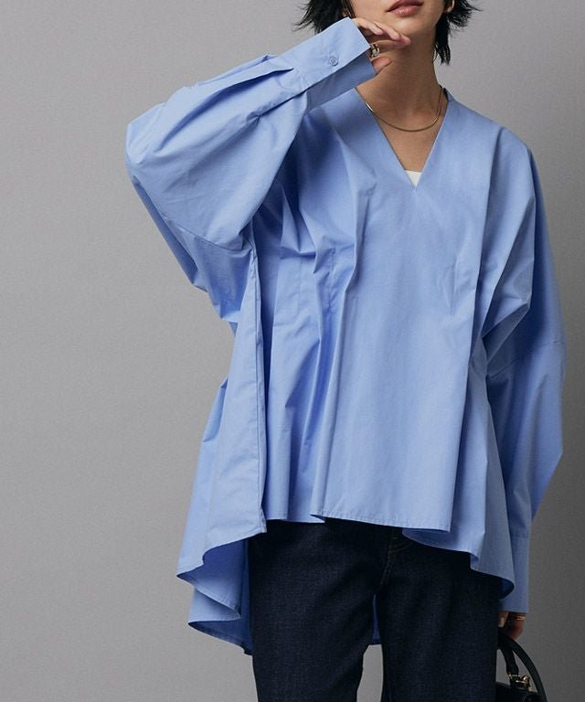 【ピエロ/Pierrot】のRASW ウエストタックボリュームブラウス インテリア・キッズ・メンズ・レディースファッション・服の通販 founy(ファウニー) 　ファッション　Fashion　レディースファッション　Fashion for Women　トップス・カットソー　Cut & Sew Tops　シャツ・ブラウス・オフィスカジュアル　Elegant Blouses & Button-Ups　シェイプ　Shape, Slim Fit　バランス　Balance, Style Balance　フレア　Flare, Flared　プチプライス・低価格　Affordable / Budget Price　エレガント 上品　Elegant　166cm / ブルー / M|ID: prp329100004975813 ipo3291000000037299469