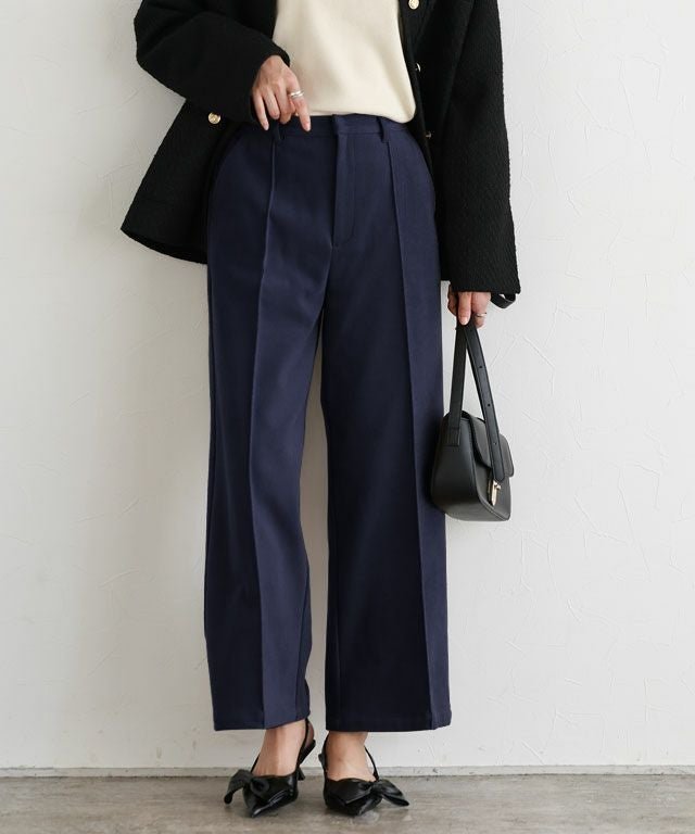 【ピエロ/Pierrot】のカット起毛ピンタックワイドパンツ インテリア・キッズ・メンズ・レディースファッション・服の通販 founy(ファウニー) 　ファッション　Fashion　レディースファッション　Fashion for Women　パンツ　Pants & Trousers　カットソー　Cut and Sewn Top　プチプライス・低価格　Affordable / Budget Price　167cm / ダークネイビー / M|ID: prp329100004975838 ipo3291000000037299557