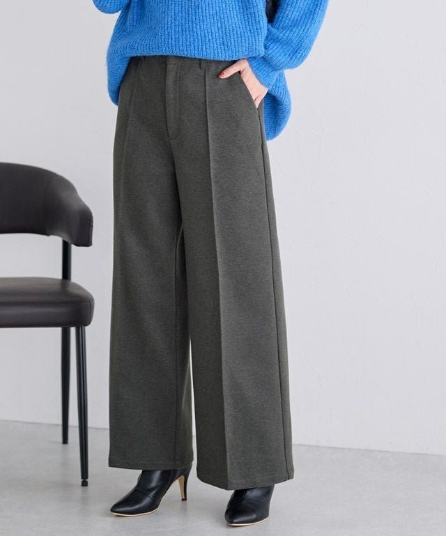 【ピエロ/Pierrot】のカット起毛ピンタックワイドパンツ インテリア・キッズ・メンズ・レディースファッション・服の通販 founy(ファウニー) 　ファッション　Fashion　レディースファッション　Fashion for Women　パンツ　Pants & Trousers　カットソー　Cut and Sewn Top　プチプライス・低価格　Affordable / Budget Price　167cm / 杢チャコール / M|ID: prp329100004975838 ipo3291000000037299559