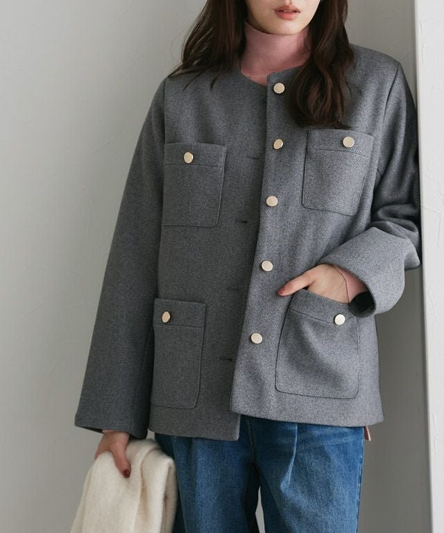 【ピエロ/Pierrot】のゴールドボタンジャコット インテリア・キッズ・メンズ・レディースファッション・服の通販 founy(ファウニー) 　ファッション　Fashion　レディースファッション　Fashion for Women　アウター　Coat / Outerwear Collection　レディースジャケット・軽アウター　Jackets　ジャケット　Jacket, Outerwear　ツイード　Twill, Twill Weave　プチプライス・低価格　Affordable / Budget Price　ポケット　Pocket, Pocket Detail　メルトン　Melton, Heavy Wool　エレガント 上品　Elegant　167cm / 杢グレー / M|ID: prp329100004975839 ipo3291000000037299569