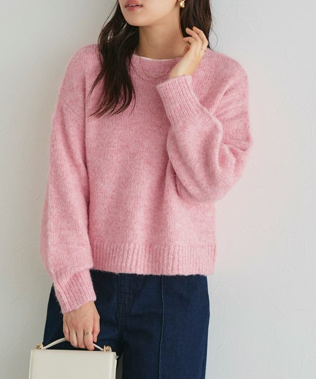 【ピエロ/Pierrot】のネックが選べるクロップドニット インテリア・キッズ・メンズ・レディースファッション・服の通販 founy(ファウニー) 　ファッション　Fashion　レディースファッション　Fashion for Women　トップス・カットソー　Cut & Sew Tops　ニット　Knit Tops & Sweaters　インナー　Innerwear　クロップド　Cropped, Short Length　トレンド　Trend, Trending Now　ハイネック　High Neck, Mock Neck　プチプライス・低価格　Affordable / Budget Price　ボトム　Bottoms, Lower Wear　166cm / ピンク / クルーネック / M|ID: prp329100004975848 ipo3291000000037299608