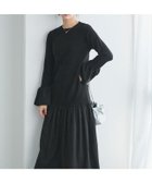 【ピエロ/Pierrot】の異素材ドッキングニットワンピース 大人の最旬トレンドファッション＆コーディネート founy(ファウニー) ファッション Fashion レディースファッション Fashion for Women ワンピース Dresses ニットワンピース Knit Dresses ギャザー Gathered, Ruffled ドッキング Docking, Mixed Material フレア Flare, Flared プチプライス・低価格 Affordable / Budget Price エレガント 上品 Elegant 切替 Switching, Contrast Panel thumbnail 167cm / ブラック / M|ID: prp329100004975856 ipo3291000000037299629