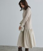【ピエロ/Pierrot】の異素材ドッキングニットワンピース 大人の最旬トレンドファッション＆コーディネート founy(ファウニー) ファッション Fashion レディースファッション Fashion for Women ワンピース Dresses ニットワンピース Knit Dresses ギャザー Gathered, Ruffled ドッキング Docking, Mixed Material フレア Flare, Flared プチプライス・低価格 Affordable / Budget Price エレガント 上品 Elegant 切替 Switching, Contrast Panel thumbnail 167cm / グレージュ / M|ID: prp329100004975856 ipo3291000000037299632
