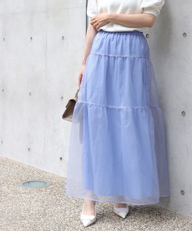 【ピエロ/Pierrot】の【A会場】オーガンジーティアードスカート インテリア・キッズ・メンズ・レディースファッション・服の通販 founy(ファウニー) 　ファッション　Fashion　レディースファッション　Fashion for Women　スカート　Skirts　ティアードスカート　Tiered Skirts　送料無料　Free Shipping　オーガンジー　Organza Fabric　シンプル　Simple, Minimal　プチプライス・低価格　Affordable / Budget Price　オーガンジーティアードスカート|ID: prp329100004975917 ipo3291000000037299841