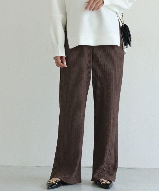 【ピエロ/Pierrot】の【A会場】ジャカードプリーツワイドパンツ インテリア・キッズ・メンズ・レディースファッション・服の通販 founy(ファウニー) 　ファッション　Fashion　レディースファッション　Fashion for Women　パンツ　Pants & Trousers　送料無料　Free Shipping　シンプル　Simple, Minimal　ジャカード／ジャガード　Jacquard, Woven Pattern　プチプライス・低価格　Affordable / Budget Price　プリーツ　Pleats, Pleated　ワイド　Wide, Wide Fit　夏　Summer　定番　Standard, Basic Item　163cm / ブラウン / M|ID: prp329100004975919 ipo3291000000037299849