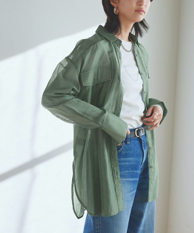 【ピエロ/Pierrot】のRASW シアーマルチwayシャツ インテリア・キッズ・メンズ・レディースファッション・服の通販 founy(ファウニー) 　ファッション　Fashion　レディースファッション　Fashion for Women　トップス・カットソー　Cut & Sew Tops　シャツ・ブラウス・オフィスカジュアル　Elegant Blouses & Button-Ups　カシュクール　Wrap Design　シアー　Sheer, See-Through　トレンド　Trend, Trending Now　フラップ　Flap, Flap Pocket　プチプライス・低価格　Affordable / Budget Price　ポケット　Pocket, Pocket Detail　ヨーク　Yoke, Yoke Design　166cm / アッシュグリーン / M|ID: prp329100004975928 ipo3291000000037299882