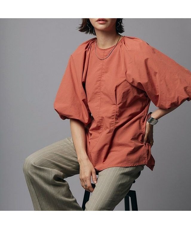【ピエロ/Pierrot】のRASW バルーンスリーブブラウス インテリア・キッズ・メンズ・レディースファッション・服の通販 founy(ファウニー) 　ファッション　Fashion　レディースファッション　Fashion for Women　トップス・カットソー　Cut & Sew Tops　シャツ・ブラウス・オフィスカジュアル　Elegant Blouses & Button-Ups　シェイプ　Shape, Slim Fit　バルーン　Balloon, Balloon Silhouette　フェミニン　Feminine, Girly　プチプライス・低価格　Affordable / Budget Price　オレンジ|ID: prp329100004975930 ipo3291000000037299892