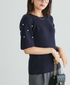 【ピエロ/Pierrot】の袖パールボタンニット 大人の最旬トレンドファッション＆コーディネート founy(ファウニー) ファッション Fashion レディースファッション Fashion for Women トップス・カットソー Cut & Sew Tops ニット Knit Tops & Sweaters ギャザー Gathered, Ruffled パール Pearl, Pearl Accent フェミニン Feminine, Girly プチプライス・低価格 Affordable / Budget Price thumbnail 166cm / ネイビー / M|ID: prp329100004975932 ipo3291000000037299898