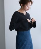 【ピエロ/Pierrot】のキーネックフレアスリーブニット 大人の最旬トレンドファッション＆コーディネート founy(ファウニー) ファッション Fashion レディースファッション Fashion for Women トップス・カットソー Cut & Sew Tops ニット Knit Tops & Sweaters スリーブ Sleeve, Long Sleeve / Short Sleeve フレア Flare, Flared プチプライス・低価格 Affordable / Budget Price エレガント 上品 Elegant thumbnail 166cm / ブラック / M|ID: prp329100004975953 ipo3291000000037299972