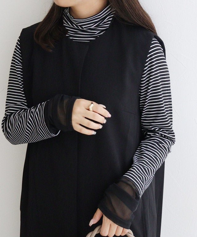 【ピエロ/Pierrot】のデザインが選べるドッキングカットソー インテリア・キッズ・メンズ・レディースファッション・服の通販 founy(ファウニー) 　ファッション　Fashion　レディースファッション　Fashion for Women　トップス・カットソー　Cut & Sew Tops　カットソー・ベーシックTシャツ　Cut-and-Sewn Tops / Stretch Tees & Basics　インナー　Innerwear　カフス　Cuff Design　コンパクト　Compact, Small Size　シアー　Sheer, See-Through　シャーリング　Shirring, Ruched　とろみ　Fluid, Flowy Fabric　パール　Pearl, Pearl Accent　フェザー　Feather, Feather Detail　フレア　Flare, Flared　ベスト　Vest, Waistcoat　ボトム　Bottoms, Lower Wear　プチプライス・低価格　Affordable / Budget Price　150cm / ボーダー / タートルネック / シアーカフス / M|ID: prp329100004975962 ipo3291000000037300026