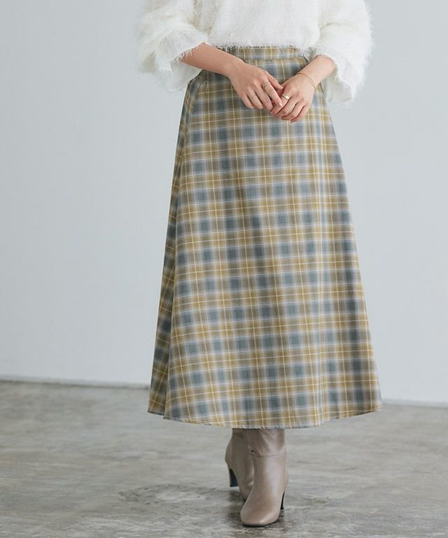 【ピエロ/Pierrot】の選べるチェック柄フレアスカート インテリア・キッズ・メンズ・レディースファッション・服の通販 founy(ファウニー) 　ファッション　Fashion　レディースファッション　Fashion for Women　スカート　Skirts　Aライン・フレアスカート　A-Line & Flared Skirts　おすすめ　Recommended / Our Picks　クラシカル　Classical, Vintage-Inspired　チェック　Check, Plaid, Tartan　フレア　Flare, Flared　プチプライス・低価格　Affordable / Budget Price　167cm / ベージュ×グレー / M|ID: prp329100004975970 ipo3291000000037300065