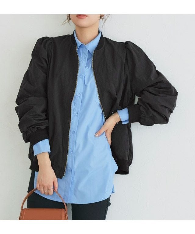 【ピエロ/Pierrot】のパフスリーブMA-1ブルゾン インテリア・キッズ・メンズ・レディースファッション・服の通販 founy(ファウニー) 　ファッション　Fashion　レディースファッション　Fashion for Women　アウター　Coat / Outerwear Collection　レディースジャケット・軽アウター　Jackets　ブルゾンジャケット・スポーティアウター　Blouson Jackets　MA-1ジャケット　MA-1 Bomber Jackets / Flight Jackets　アウトドア　Outdoor Clothing　スリーブ　Sleeve, Long Sleeve / Short Sleeve　バランス　Balance, Style Balance　フェミニン　Feminine, Girly　ブルゾン　Blouson, Bomber Jacket　プチプライス・低価格　Affordable / Budget Price　ワンポイント　One Point, Statement Accent　166cm / ブラック / M|ID: prp329100004975981 ipo3291000000037300107