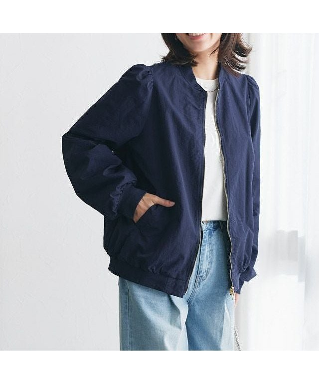 【ピエロ/Pierrot】のパフスリーブMA-1ブルゾン インテリア・キッズ・メンズ・レディースファッション・服の通販 founy(ファウニー) 　ファッション　Fashion　レディースファッション　Fashion for Women　アウター　Coat / Outerwear Collection　レディースジャケット・軽アウター　Jackets　ブルゾンジャケット・スポーティアウター　Blouson Jackets　MA-1ジャケット　MA-1 Bomber Jackets / Flight Jackets　アウトドア　Outdoor Clothing　スリーブ　Sleeve, Long Sleeve / Short Sleeve　バランス　Balance, Style Balance　フェミニン　Feminine, Girly　ブルゾン　Blouson, Bomber Jacket　プチプライス・低価格　Affordable / Budget Price　ワンポイント　One Point, Statement Accent　167cm / M / ネイビー|ID: prp329100004975981 ipo3291000000037300109
