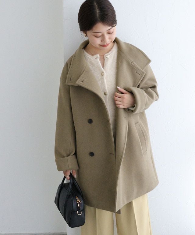 【ピエロ/Pierrot】のスタンドカラーミドルコート インテリア・キッズ・メンズ・レディースファッション・服の通販 founy(ファウニー) 　ファッション　Fashion　レディースファッション　Fashion for Women　アウター　Coat / Outerwear Collection　コート・ロングコート・ピーコート　Long Coats, Peacoats & More　レディースジャケット・軽アウター　Jackets　スタンド　Stand Collar, Upright Stand　トレンド　Trend, Trending Now　プチプライス・低価格　Affordable / Budget Price　ミドル　Middle Length, Mid Height　メルトン　Melton, Heavy Wool　エレガント 上品　Elegant　防寒　Cold Protection, Winter-Ready　150cm / モカグレージュ / M|ID: prp329100004975995 ipo3291000000037300164
