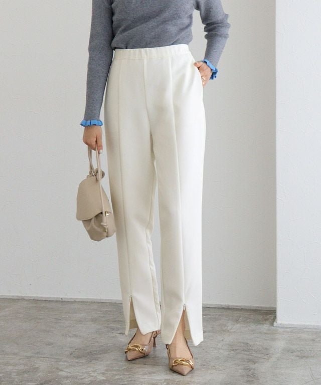 【ピエロ/Pierrot】の2wayフロントスリットパンツ インテリア・キッズ・メンズ・レディースファッション・服の通販 founy(ファウニー) 　ファッション　Fashion　レディースファッション　Fashion for Women　パンツ　Pants & Trousers　シンプル　Simple, Minimal　ストレッチ　Stretch, Stretchy Fabric　スリット　Slit, Slit Detail　フロント　Front, Front Design　プチプライス・低価格　Affordable / Budget Price　157cm / M / アイボリー|ID: prp329100004976003 ipo3291000000037300199