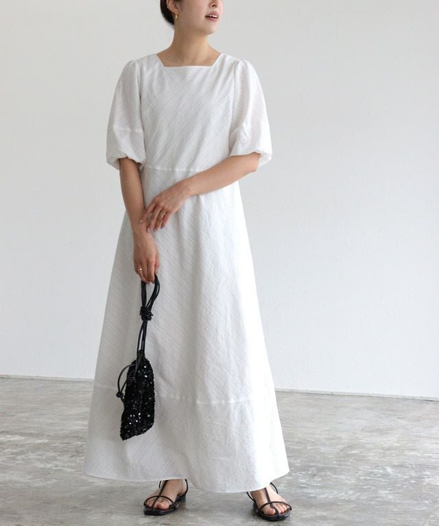 【ピエロ/Pierrot】のストライプスクエアネックワンピース インテリア・キッズ・メンズ・レディースファッション・服の通販 founy(ファウニー) 　ファッション　Fashion　レディースファッション　Fashion for Women　ワンピース　Dresses　スクエア　Square, Square Shape　ストライプ　Stripe, Striped Pattern　フレア　Flare, Flared　プチプライス・低価格　Affordable / Budget Price　夏　Summer　オフホワイト|ID: prp329100004976049 ipo3291000000037300372