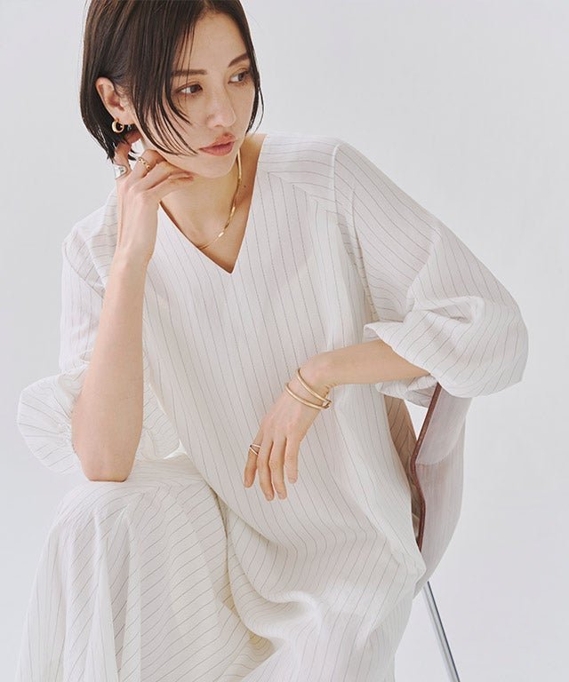 【ピエロ/Pierrot】のRASW インナー付きストライプボリュームワンピース インテリア・キッズ・メンズ・レディースファッション・服の通販 founy(ファウニー) 　ファッション　Fashion　レディースファッション　Fashion for Women　ワンピース　Dresses　送料無料　Free Shipping　インナー　Innerwear　インナーキャミ　Inner Camisole　ストライプ　Stripe, Striped Pattern　スリーブ　Sleeve, Long Sleeve / Short Sleeve　バランス　Balance, Style Balance　プチプライス・低価格　Affordable / Budget Price　マニッシュ　Mannish, Boyish　インナー付きストライプボリュームワンピース|ID: prp329100004976059 ipo3291000000037300408