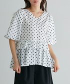 【ピエロ/Pierrot】のバルーンペプラムブラウス 大人の最旬トレンドファッション＆コーディネート founy(ファウニー) ファッション Fashion レディースファッション Fashion for Women トップス・カットソー Cut & Sew Tops シャツ・ブラウス・オフィスカジュアル Elegant Blouses & Button-Ups シンプル Simple, Minimal スリーブ Sleeve, Long Sleeve / Short Sleeve バルーン Balloon, Balloon Silhouette フェミニン Feminine, Girly フリル Frill, Ruffle プチプライス・低価格 Affordable / Budget Price ペプラム Peplum, Flared Hem thumbnail ドット/オフホワイト|ID: prp329100004976072 ipo3291000000037300465