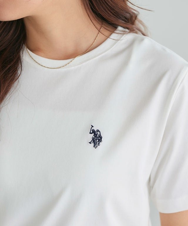 【ピエロ/Pierrot】の【U.S. POLO ASSN.】Tシャツ [Pierrot] インテリア・キッズ・メンズ・レディースファッション・服の通販 founy(ファウニー) 　ファッション　Fashion　レディースファッション　Fashion for Women　トップス・カットソー　Cut & Sew Tops　シャツ・ブラウス・オフィスカジュアル　Elegant Blouses & Button-Ups　ロングTシャツ・Tシャツ　Longline T-Shirts & Tees　送料無料　Free Shipping　フィット　Fit, Slim Fit　プチプライス・低価格　Affordable / Budget Price　ワンポイント　One Point, Statement Accent　エレガント 上品　Elegant　166cm / オフホワイト×ネイビー / M|ID: prp329100004976108 ipo3291000000037300605