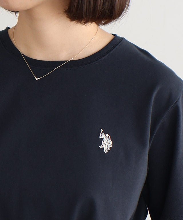 【ピエロ/Pierrot】の【U.S. POLO ASSN.】Tシャツ [Pierrot] インテリア・キッズ・メンズ・レディースファッション・服の通販 founy(ファウニー) 　ファッション　Fashion　レディースファッション　Fashion for Women　トップス・カットソー　Cut & Sew Tops　シャツ・ブラウス・オフィスカジュアル　Elegant Blouses & Button-Ups　ロングTシャツ・Tシャツ　Longline T-Shirts & Tees　送料無料　Free Shipping　フィット　Fit, Slim Fit　プチプライス・低価格　Affordable / Budget Price　ワンポイント　One Point, Statement Accent　エレガント 上品　Elegant　150cm / ネイビー×オフホワイト / M|ID: prp329100004976108 ipo3291000000037300606