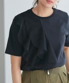 【ピエロ/Pierrot】の【イージーケア】ラッフルドッキングTシャツ 大人の最旬トレンドファッション＆コーディネート founy(ファウニー) ファッション Fashion レディースファッション Fashion for Women トップス・カットソー Cut & Sew Tops シャツ・ブラウス・オフィスカジュアル Elegant Blouses & Button-Ups ロングTシャツ・Tシャツ Longline T-Shirts & Tees チュール Tulip, Tulip Motif プチプライス・低価格 Affordable / Budget Price エレガント 上品 Elegant thumbnail ブラック|ID: prp329100004976110 ipo3291000000037300613