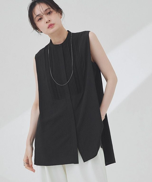 【ピエロ/Pierrot】のRASW ピンタックブザムノースリブラウス インテリア・キッズ・メンズ・レディースファッション・服の通販 founy(ファウニー) https://founy.com/ ファッション Fashion レディースファッション Fashion for Women トップス・カットソー Cut & Sew Tops シャツ・ブラウス・オフィスカジュアル Elegant Blouses & Button-Ups とろみ Fluid, Flowy Fabric クラシカル Classical, Vintage-Inspired プチプライス・低価格 Affordable / Budget Price エレガント 上品 Elegant |ID: prp329100004976118 ipo3291000000037300638