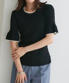 【ピエロ/Pierrot】の【B会場】配色デザインフレアニット 大人の最旬トレンドファッション＆コーディネート founy(ファウニー) ファッション Fashion レディースファッション Fashion for Women トップス・カットソー Cut & Sew Tops ニット Knit Tops & Sweaters ウォッシャブル Machine Washable サマー Summer, Summer Style シンプル Simple, Minimal トレンド Trend, Trending Now フレア Flare, Flared プチプライス・低価格 Affordable / Budget Price 夏 Summer 春 Spring thumbnail 167cm / ブラック×アイボリー / M|ID: prp329100004976120 ipo3291000000037300646