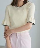 【ピエロ/Pierrot】の【B会場】配色デザインフレアニット 大人の最旬トレンドファッション＆コーディネート founy(ファウニー) ファッション Fashion レディースファッション Fashion for Women トップス・カットソー Cut & Sew Tops ニット Knit Tops & Sweaters ウォッシャブル Machine Washable サマー Summer, Summer Style シンプル Simple, Minimal トレンド Trend, Trending Now フレア Flare, Flared プチプライス・低価格 Affordable / Budget Price 夏 Summer 春 Spring thumbnail 167cm / アイボリー×ブラック / M|ID: prp329100004976120 ipo3291000000037300648