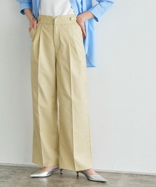 【ピエロ/Pierrot】のハイウエストボタンパンツ インテリア・キッズ・メンズ・レディースファッション・服の通販 founy(ファウニー) 　ファッション　Fashion　レディースファッション　Fashion for Women　パンツ　Pants & Trousers　シンプル　Simple, Minimal　スリット　Slit, Slit Detail　プチプライス・低価格　Affordable / Budget Price　エレガント 上品　Elegant　ライトイエロー|ID: prp329100004976135 ipo3291000000037300706