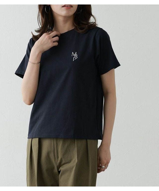 【ピエロ/Pierrot】の【イージーケア】刺繍ロゴTシャツ[Pierrot] インテリア・キッズ・メンズ・レディースファッション・服の通販 founy(ファウニー) 　ファッション　Fashion　レディースファッション　Fashion for Women　トップス・カットソー　Cut & Sew Tops　シャツ・ブラウス・オフィスカジュアル　Elegant Blouses & Button-Ups　ロングTシャツ・Tシャツ　Longline T-Shirts & Tees　プチプライス・低価格　Affordable / Budget Price　エレガント 上品　Elegant　ネイビー×オフホワイト|ID: prp329100004976138 ipo3291000000037300717