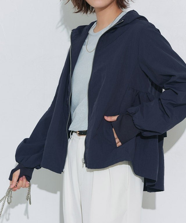 【ピエロ/Pierrot】の【UVカット/撥水】バックフリルパーカー インテリア・キッズ・メンズ・レディースファッション・服の通販 founy(ファウニー) 　ファッション　Fashion　レディースファッション　Fashion for Women　アウター　Coat / Outerwear Collection　レディースジャケット・軽アウター　Jackets　送料無料　Free Shipping　フェミニン　Feminine, Girly　フロント　Front, Front Design　プチプライス・低価格　Affordable / Budget Price　167cm / ネイビー / M|ID: prp329100004976145 ipo3291000000037300741