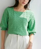 【ピエロ/Pierrot】の【アウトレットSALE!】ネックが選べるふくれジャカードカットソー 大人の最旬トレンドファッション＆コーディネート founy(ファウニー) ファッション Fashion レディースファッション Fashion for Women トップス・カットソー Cut & Sew Tops カットソー・ベーシックTシャツ Cut-and-Sewn Tops / Stretch Tees & Basics アウトレット Outlet / Clearance シャーリング Shirring, Ruched スクエア Square, Square Shape スリーブ Sleeve, Long Sleeve / Short Sleeve フェミニン Feminine, Girly プチプライス・低価格 Affordable / Budget Price thumbnail グリーン|ID: prp329100004976148 ipo3291000000037300759
