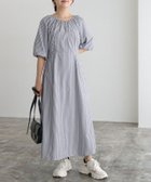 【ピエロ/Pierrot】の【アウトレットSALE!】ストライプボリュームスリーブワンピース 大人の最旬トレンドファッション＆コーディネート founy(ファウニー) ファッション Fashion レディースファッション Fashion for Women ワンピース Dresses アウトレット Outlet / Clearance ストライプ Stripe, Striped Pattern スリーブ Sleeve, Long Sleeve / Short Sleeve バランス Balance, Style Balance フレア Flare, Flared プチプライス・低価格 Affordable / Budget Price エレガント 上品 Elegant 切替 Switching, Contrast Panel thumbnail ネイビー|ID: prp329100004976173 ipo3291000000037300850