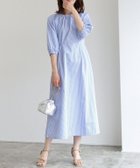 【ピエロ/Pierrot】の【アウトレットSALE!】ストライプボリュームスリーブワンピース 大人の最旬トレンドファッション＆コーディネート founy(ファウニー) ファッション Fashion レディースファッション Fashion for Women ワンピース Dresses アウトレット Outlet / Clearance ストライプ Stripe, Striped Pattern スリーブ Sleeve, Long Sleeve / Short Sleeve バランス Balance, Style Balance フレア Flare, Flared プチプライス・低価格 Affordable / Budget Price エレガント 上品 Elegant 切替 Switching, Contrast Panel thumbnail ライトブルー|ID: prp329100004976173 ipo3291000000037300851