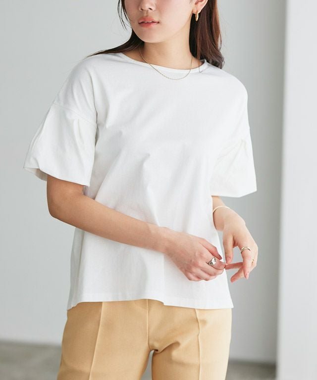 【ピエロ/Pierrot】のバルーンスリーブTシャツ インテリア・キッズ・メンズ・レディースファッション・服の通販 founy(ファウニー) 　ファッション　Fashion　レディースファッション　Fashion for Women　トップス・カットソー　Cut & Sew Tops　シャツ・ブラウス・オフィスカジュアル　Elegant Blouses & Button-Ups　ロングTシャツ・Tシャツ　Longline T-Shirts & Tees　シンプル　Simple, Minimal　スリーブ　Sleeve, Long Sleeve / Short Sleeve　バルーン　Balloon, Balloon Silhouette　プチプライス・低価格　Affordable / Budget Price　オフホワイト|ID: prp329100004976176 ipo3291000000037300863