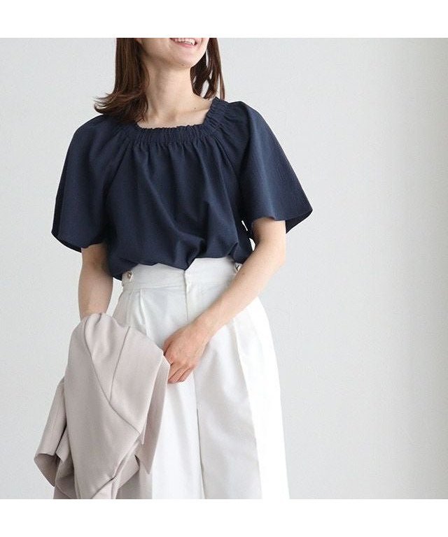 【ピエロ/Pierrot】の【アウトレットSALE!】2wayリップルフレアブラウス インテリア・キッズ・メンズ・レディースファッション・服の通販 founy(ファウニー) 　ファッション　Fashion　レディースファッション　Fashion for Women　トップス・カットソー　Cut & Sew Tops　シャツ・ブラウス・オフィスカジュアル　Elegant Blouses & Button-Ups　アウトレット　Outlet / Clearance　スクエア　Square, Square Shape　スリーブ　Sleeve, Long Sleeve / Short Sleeve　デコルテ　Décolleté, Neckline　フェミニン　Feminine, Girly　プチプライス・低価格　Affordable / Budget Price　ネイビー|ID: prp329100004976181 ipo3291000000037300889