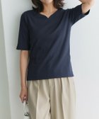 【ピエロ/Pierrot】の選べるネック5分袖テレコリブカットソー 大人の最旬トレンドファッション＆コーディネート founy(ファウニー) ファッション Fashion レディースファッション Fashion for Women トップス・カットソー Cut & Sew Tops カットソー・ベーシックTシャツ Cut-and-Sewn Tops / Stretch Tees & Basics スクエア Square, Square Shape デコルテ Décolleté, Neckline プチプライス・低価格 Affordable / Budget Price ロング Long, Long-Length エレガント 上品 Elegant thumbnail 167cm / ネイビー / キーネック / M|ID: prp329100004976199 ipo3291000000037300961