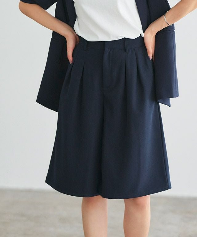 【ピエロ/Pierrot】の【A会場】ハイウエストフレアハーフパンツ インテリア・キッズ・メンズ・レディースファッション・服の通販 founy(ファウニー) 　ファッション　Fashion　レディースファッション　Fashion for Women　パンツ　Pants & Trousers　ショートパンツ・ハーフパンツ　High-Waisted & Relaxed Shorts　送料無料　Free Shipping　ハーフ　Half, Half-Length　フロント　Front, Front Design　プチプライス・低価格　Affordable / Budget Price　エレガント 上品　Elegant　ネイビー|ID: prp329100004976208 ipo3291000000037300998