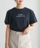 【ピエロ/Pierrot】の【イージーケア】フレアスリーブロゴTシャツ 大人の最旬トレンドファッション＆コーディネート founy(ファウニー) ファッション Fashion レディースファッション Fashion for Women トップス・カットソー Cut & Sew Tops シャツ・ブラウス・オフィスカジュアル Elegant Blouses & Button-Ups ロングTシャツ・Tシャツ Longline T-Shirts & Tees フェミニン Feminine, Girly フレア Flare, Flared プチプライス・低価格 Affordable / Budget Price エレガント 上品 Elegant thumbnail ネイビー×オフホワイト|ID: prp329100004976210 ipo3291000000037301003