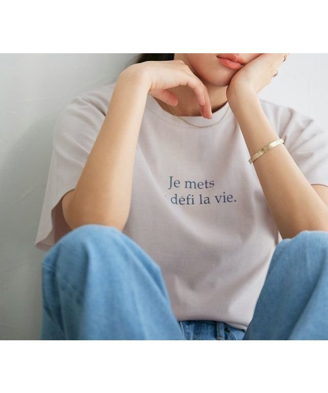 【ピエロ/Pierrot】の【イージーケア】フレアスリーブロゴTシャツ インテリア・キッズ・メンズ・レディースファッション・服の通販 founy(ファウニー) 　ファッション　Fashion　レディースファッション　Fashion for Women　トップス・カットソー　Cut & Sew Tops　シャツ・ブラウス・オフィスカジュアル　Elegant Blouses & Button-Ups　ロングTシャツ・Tシャツ　Longline T-Shirts & Tees　フェミニン　Feminine, Girly　フレア　Flare, Flared　プチプライス・低価格　Affordable / Budget Price　エレガント 上品　Elegant　ライトグレー×ブルー|ID: prp329100004976210 ipo3291000000037301004