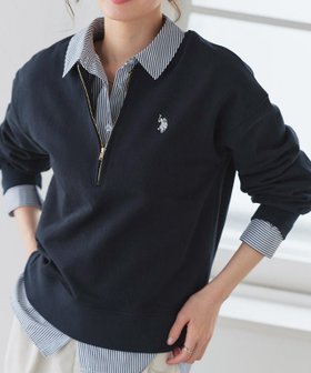 【ピエロ/Pierrot】 【U.S.POLO ASSN.】ハーフジップスウェット大人の最旬トレンドファッション＆コーディネート founy(ファウニー) ファッション Fashion レディースファッション Fashion for Women トップス・カットソー Cut & Sew Tops レディースパーカー・カジュアルフーディー Casual Hoodies & Sweatshirts スウェット・クルーネックトップス Sweatshirts & Crewnecks / Relaxed Fit Sweat Tops プチプライス・低価格 Affordable / Budget Price リラックス Relax, Relaxed Fit |ID:prp329100004987866