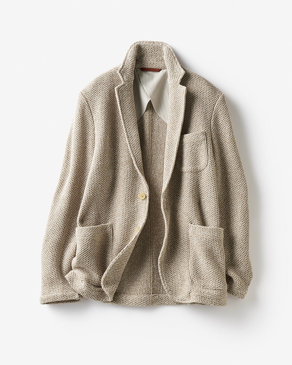 【ドゥクラッセ/DoCLASSE / MEN】のハニカムニットジャケット・リラックスサイズ インテリア・キッズ・メンズ・レディースファッション・服の通販 founy(ファニー) 　ファッション　Fashion　メンズファッション　Fashion for Men　ジャケット　Jacket, Outerwear　ストライプ　Stripe, Striped Pattern　ストレッチ　Stretch, Stretchy Fabric　スマート　Smart, Elegant　ベスト　Vest, Waistcoat　メンズ　Men's, Menswear　人気　Popular, Best Seller　夏　Summer　春　Spring　S/S・春夏　SS, Spring/Summer, Warm Season　ベージュ|ID: prp329100003115487 ipo3291000000034442919