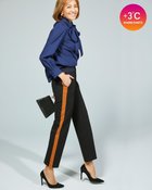 【ドゥクラッセ/DoCLASSE】のプレミアサーモ・配色ラインテーパード ブラック&times;ブラウン|ID: prp329100003115555 ipo3291000000028256182