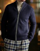 【ドゥクラッセ/DoCLASSE / MEN】のリブ編みハイネック ジップカーディガン ダークネイビー|ID: prp329100003115568 ipo3291000000028256206