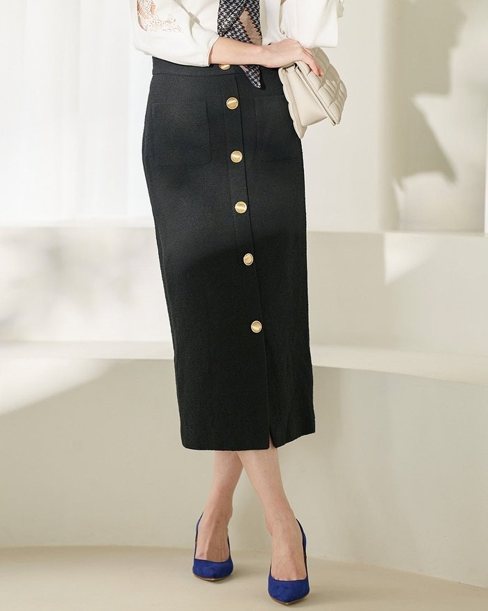 【ドゥクラッセ/DoCLASSE】のスラブツイード・ボタンデザインスカート インテリア・キッズ・メンズ・レディースファッション・服の通販 founy(ファニー) https://founy.com/ ファッション Fashion レディースファッション Fashion for Women スカート Skirts フロント Front, Front Design |ID: prp329100003115605 ipo3291000000035795864