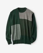 【ドゥクラッセ/DoCLASSE / MEN】のパネル柄クルーネックニット ダークグリーン|ID: prp329100003115660 ipo3291000000028256071
