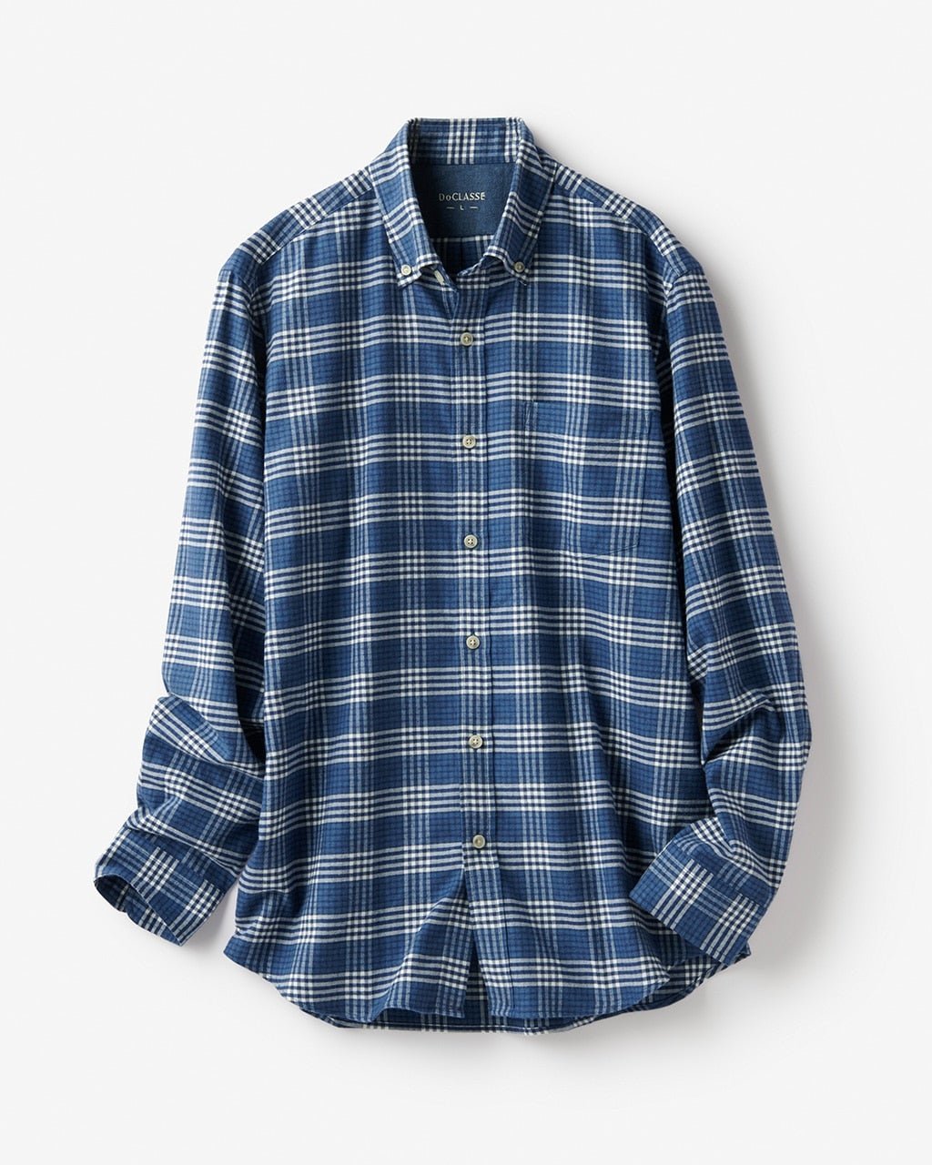 【ドゥクラッセ/DoCLASSE / MEN】のダブル起毛フランネルシャツ/ボタンダウン/トールサイズ インテリア・キッズ・メンズ・レディースファッション・服の通販 founy(ファニー) 　ファッション　Fashion　メンズファッション　Fashion for Men　なめらか　Smooth, Silky Texture　ダウン　Down, Puffer　ダブル　Double, Double-Breasted　ドレス　Dress, One-Piece　ピーチ　Peach, Soft Touch　ポケット　Pocket, Pocket Detail　メンズ　Men's, Menswear　ヨーク　Yoke, Yoke Design　レギュラー　Regular, Standard Fit　ネイビーチェック|ID: prp329100003115693 ipo3291000000028255827